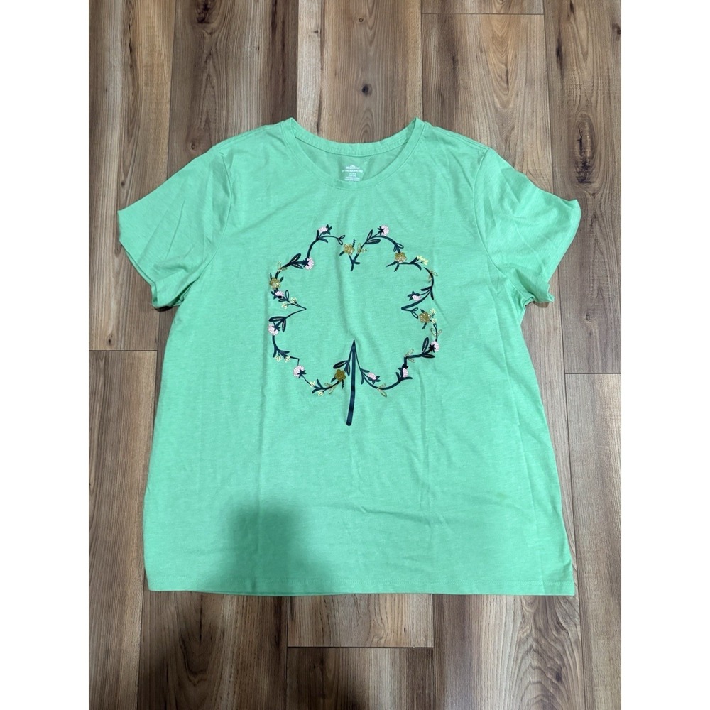 Celebrate! St Patrick's Day Shirt Women XL Irish Green Floral Sparkles Shamrock